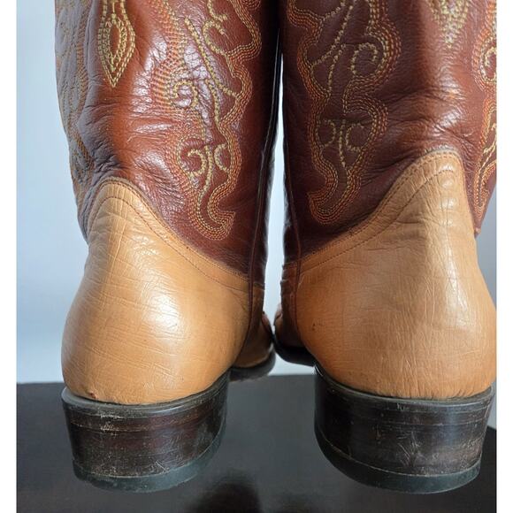 Pistolero Mens Cowboy Boots Rodeo Wear Brown Tan Ostrich Skin Botas Size 7.5 main image 4